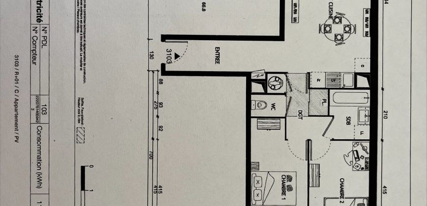 Appartement de type 3 dans résidence récente