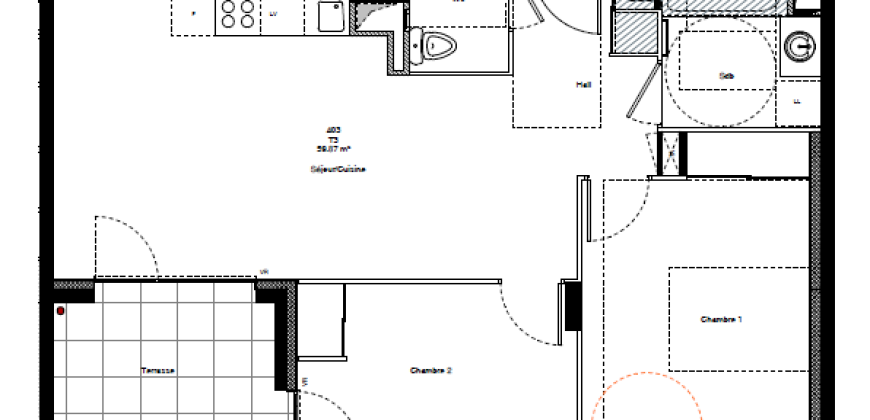 Appartement de type 3 dans résidence neuve